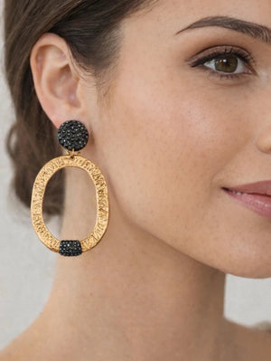Hematite & Gold Accent Statement Earrings - ELLY