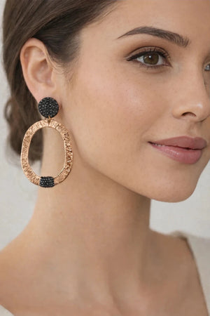 Hematite & Rose Gold Accent Statement Earrings - ELLY