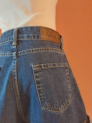 High - waisted rolled - hem shorts – Denim Blu - ELLY