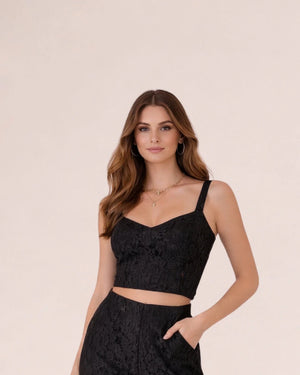 Lace Crop Top – Nero - ELLY