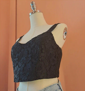 Lace Crop Top – Nero - ELLY