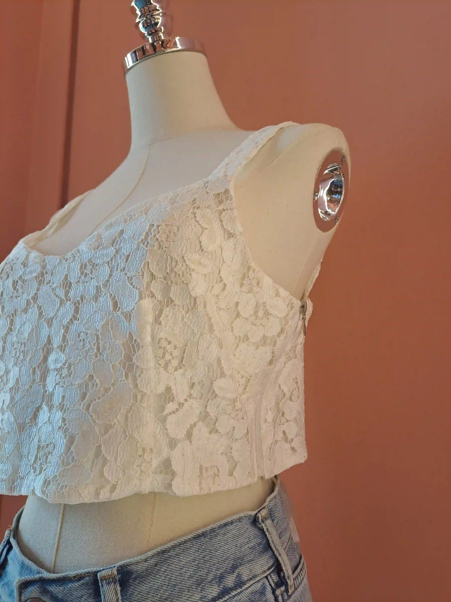 Lace Crop Top – Panna - ELLY