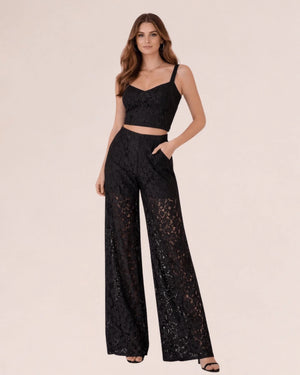 Lace Wide - Leg Pants – Nero - ELLY