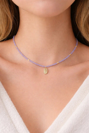 Lavender Beaded Charm Necklace - ELLY