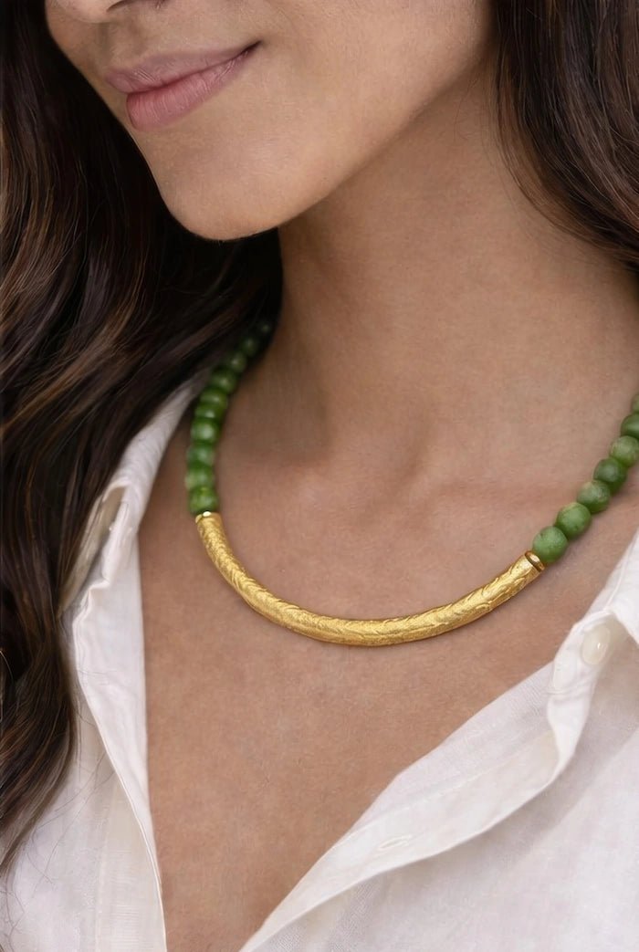 Light Green Volcano Stones Necklace - ELLY