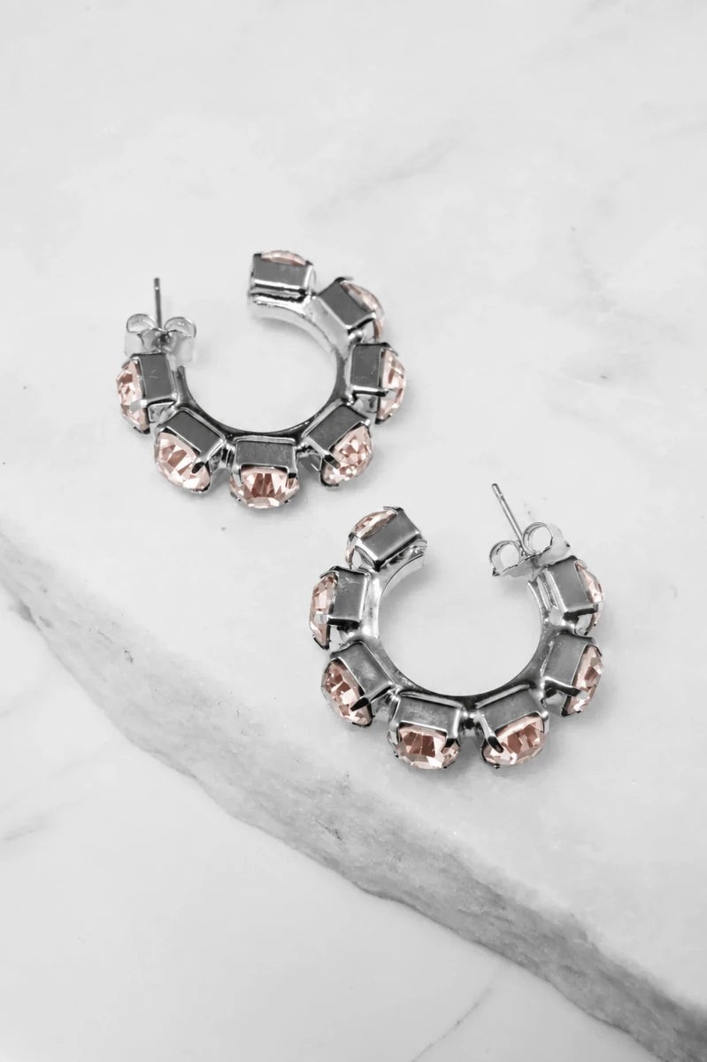 Light Peach Crystal Hoop Earrings – Argento - ELLY