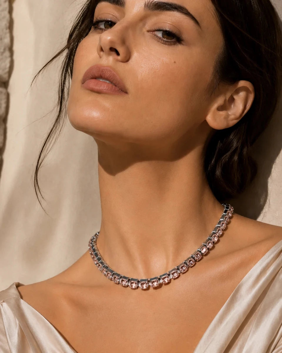 Light Peach Crystal Necklace – Argento - ELLY