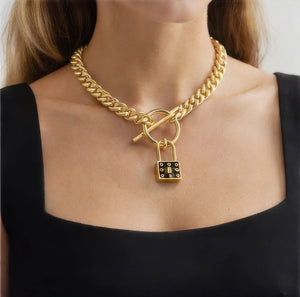 Lock Charm Chain Necklace – Gold - ELLY