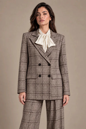 Loredana Panna Bow-Neck Shirt in Panna, closer product view showing the upper garment silhouette
