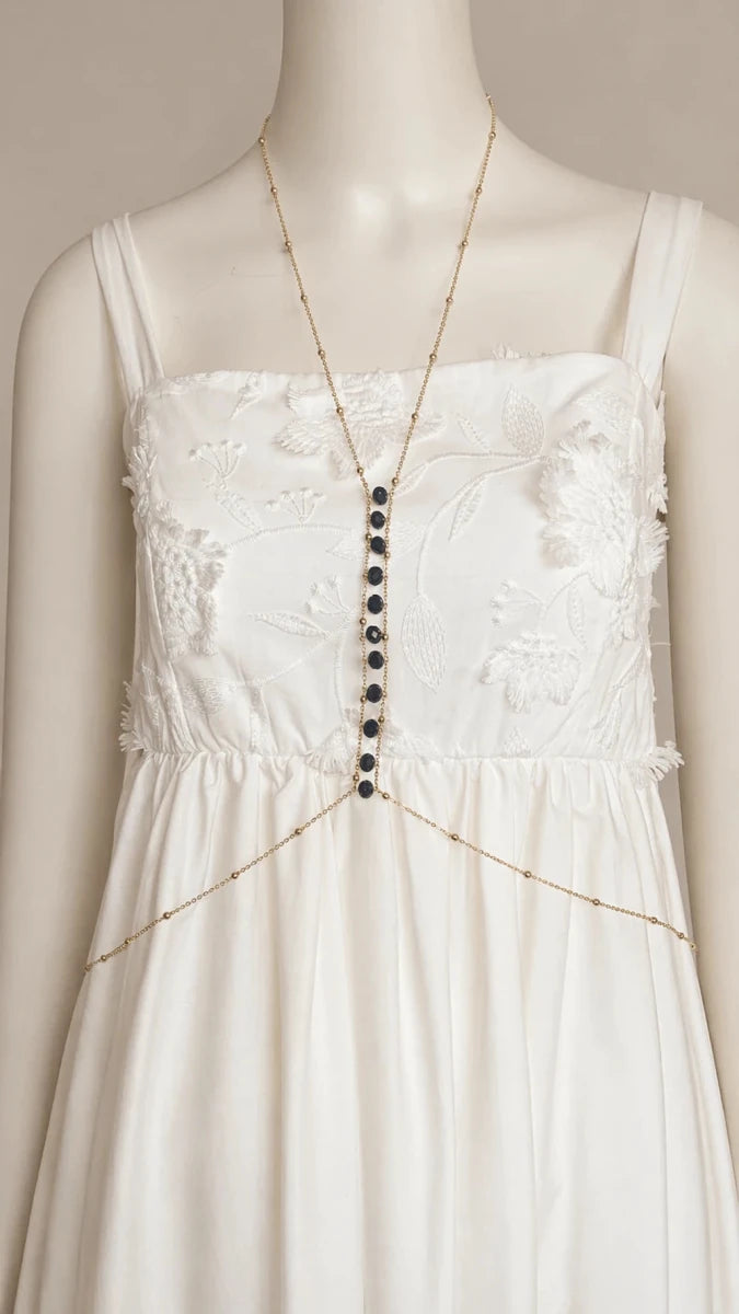 Midnight Crystal Bar Layered Necklace - ELLY