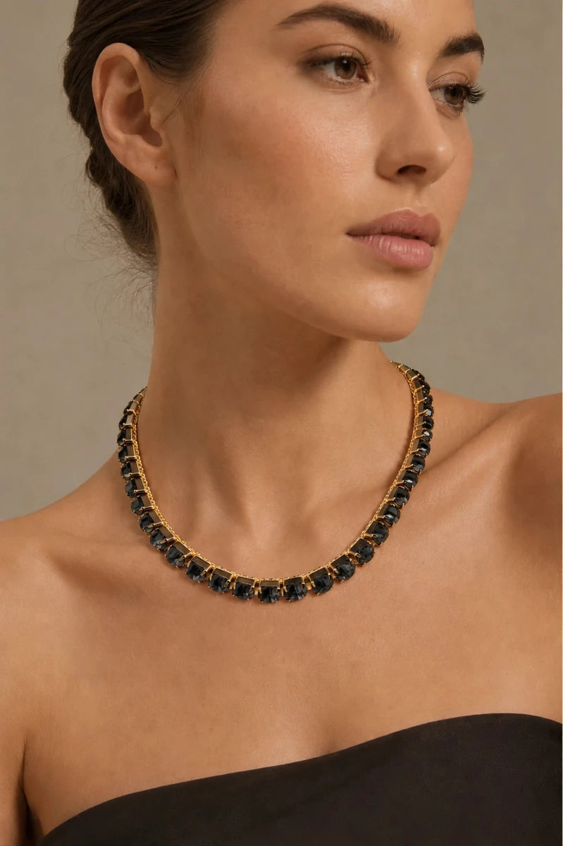 Midnight Noir Tennis Necklace - ELLY