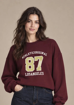 Morgan Bordeaux 87 Sweatshirt in Bordeaux, closer product view showing the upper garment silhouette