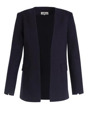 Navy Blue Linen Blazer - ELLY