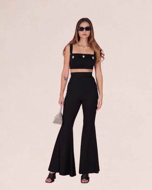 Nero High - Waisted Flared Pants - ELLY