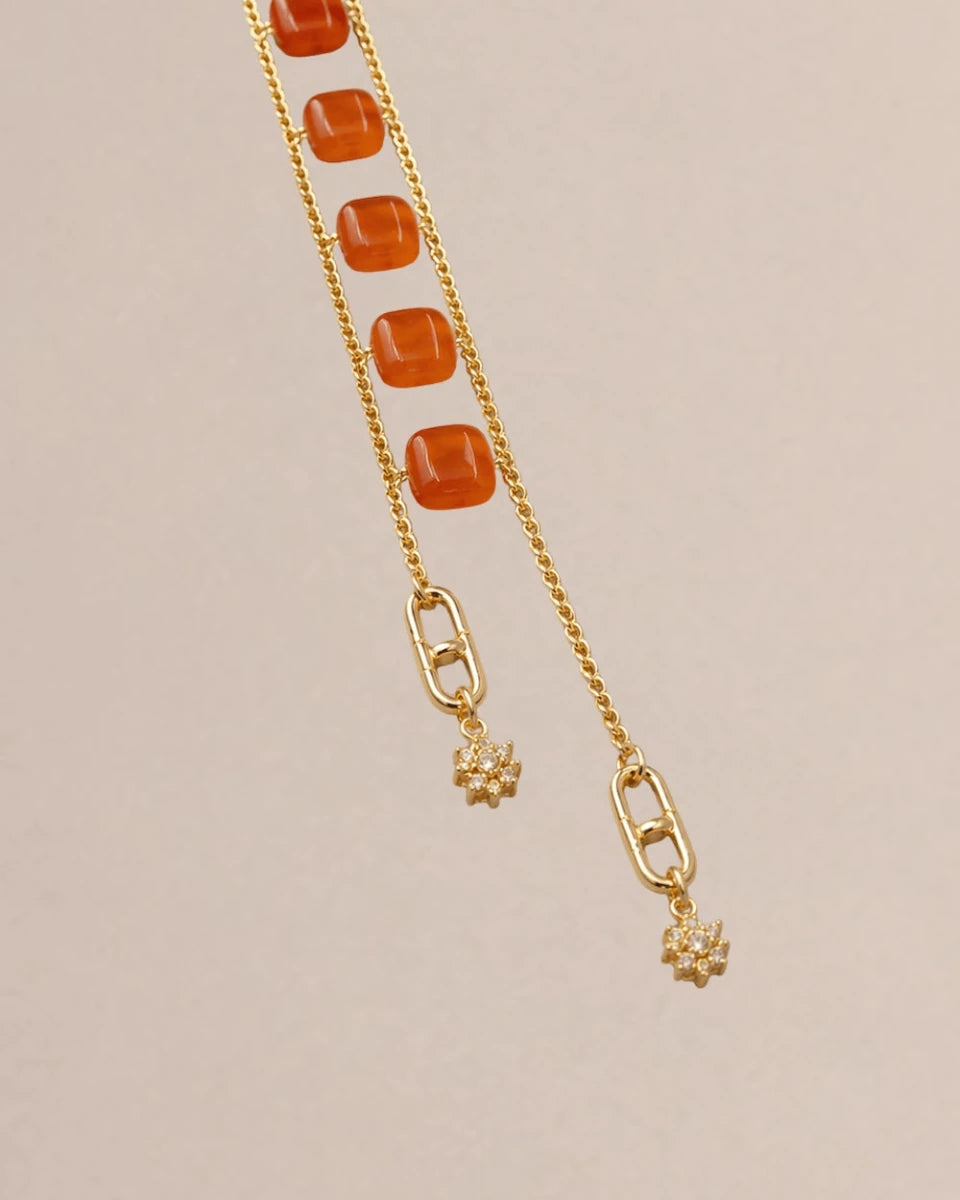 Orange Jade Double Chain Necklace - ELLY
