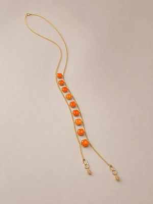 Orange Jade Double Chain Necklace - ELLY