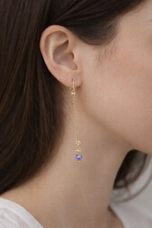 Periwinkle Drop Chain Asymmetrical Earrings - ELLY