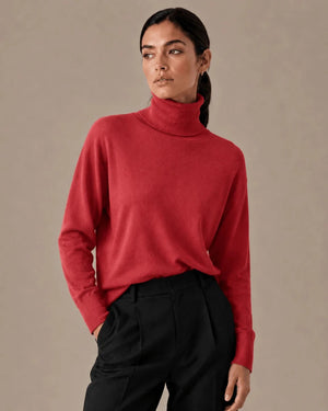 Red High Neck Sweater - ELLY
