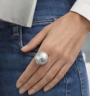 Rhodium coated brass ring - ELLY