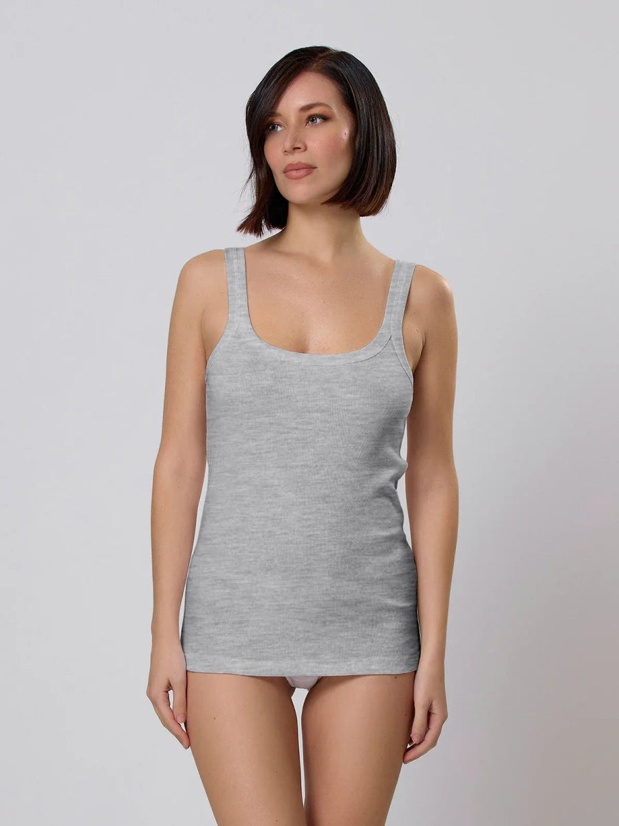 Ribbed Cotton Tank Top – GRIGIO | Canotta in Costina - ELLY
