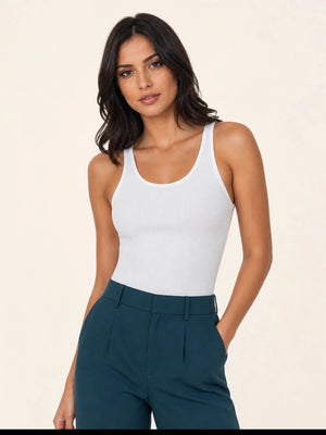 Ribbed Scalloped Tank Top – BIANCO - ELLY