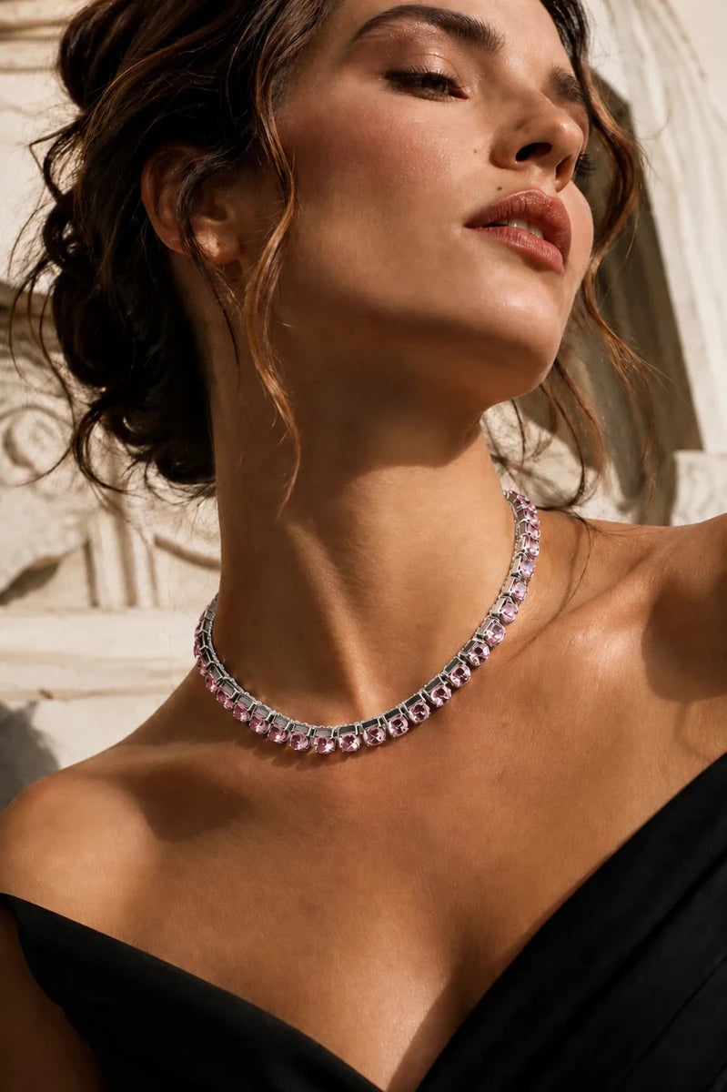 Rosa Crystal Necklace – Argento - ELLY