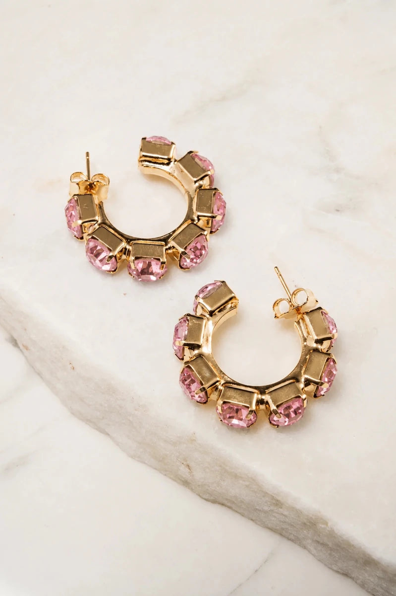 Rosa Royale Crystal Hoop Earrings - ELLY