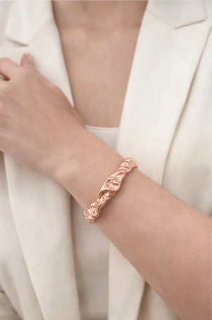 Rose Gold Color Copper bracelet coated in rhodium - ELLY