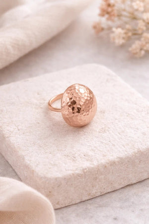 Rose Gold Hammered Dome Ring - ELLY