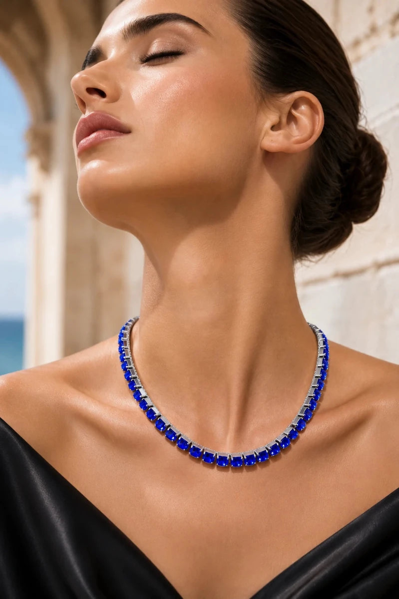 Royal Sapphire Crystal Necklace – Argento - ELLY