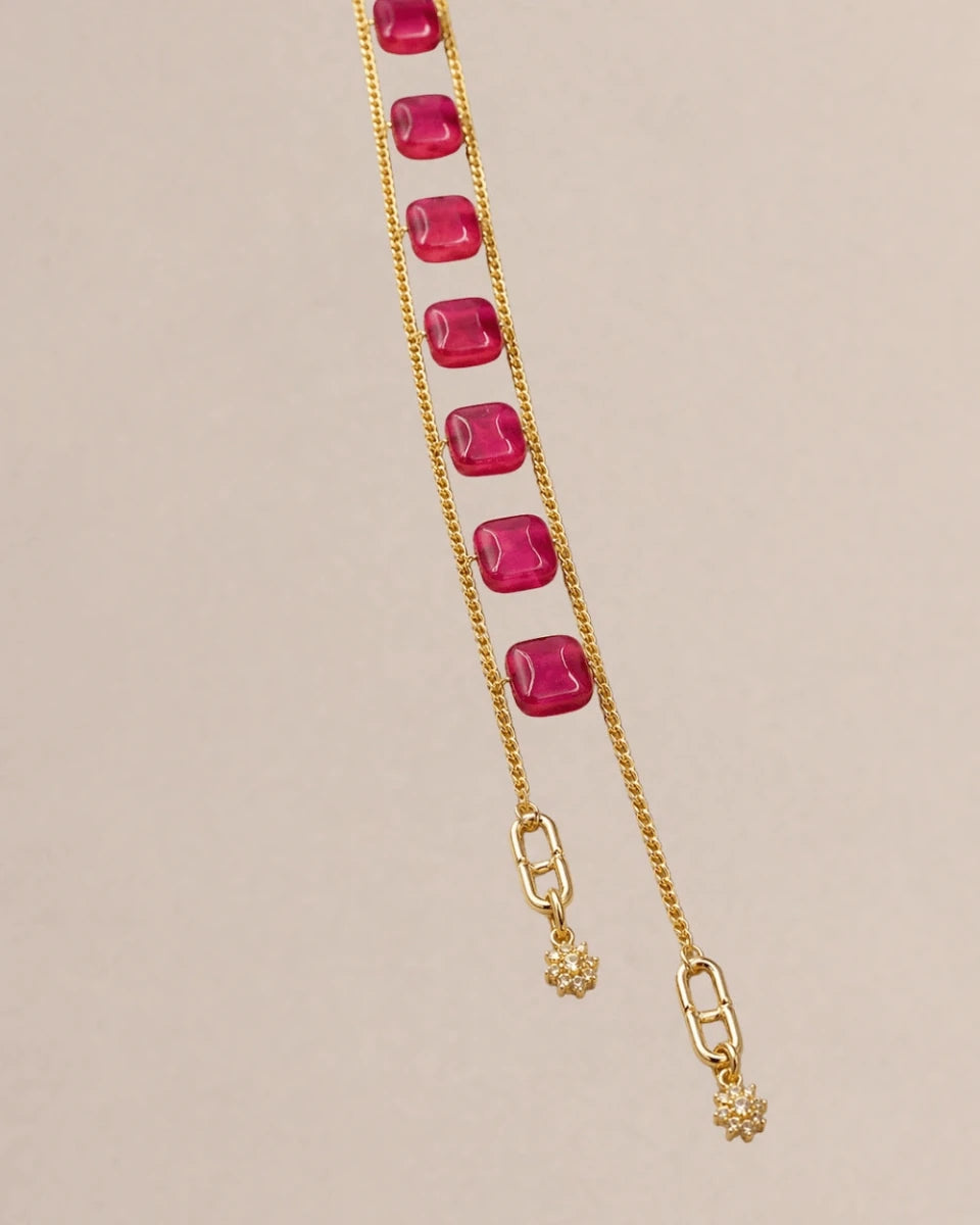 Ruby - Tone Jade Link Necklace – Gold - ELLY
