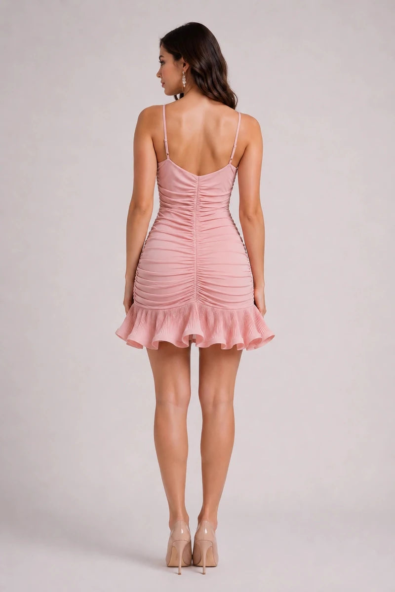 Ruched Mini Dress – Rosa - ELLY
