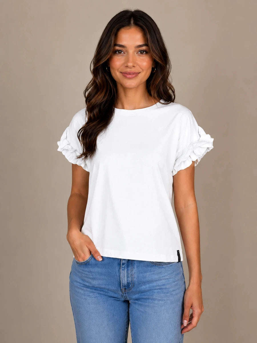 Ruffled Sleeve Top - ELLY