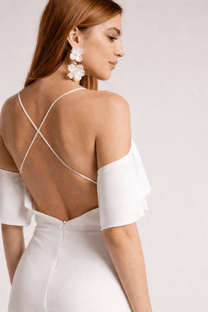 Satin Cold - Shoulder Siren Dress – Bianco - ELLY