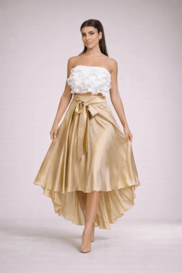 Satin Elegance High - Low Skirt - ELLY