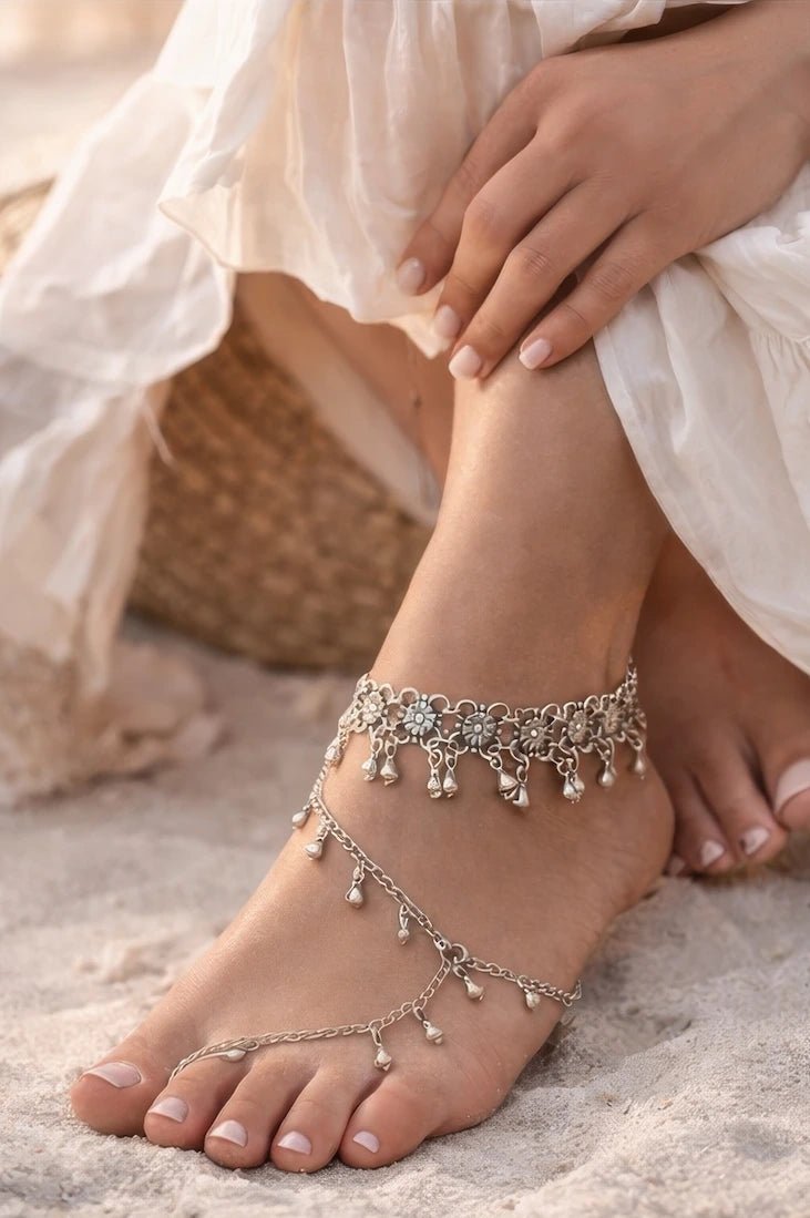 Silver plated brass anklet ring - ELLY