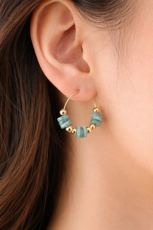 Sky Blue & Aqua Stone Hoop Earrings - ELLY