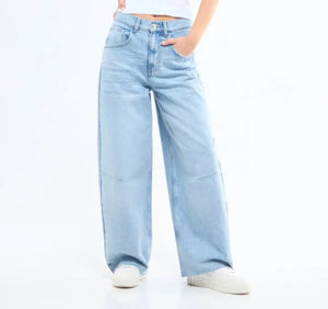 Sky Blue Relaxed Wide - Leg Jeans - ELLY