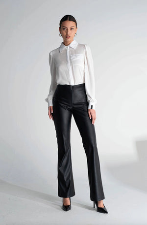 Soft Touch White Pocket Shirt - ELLY