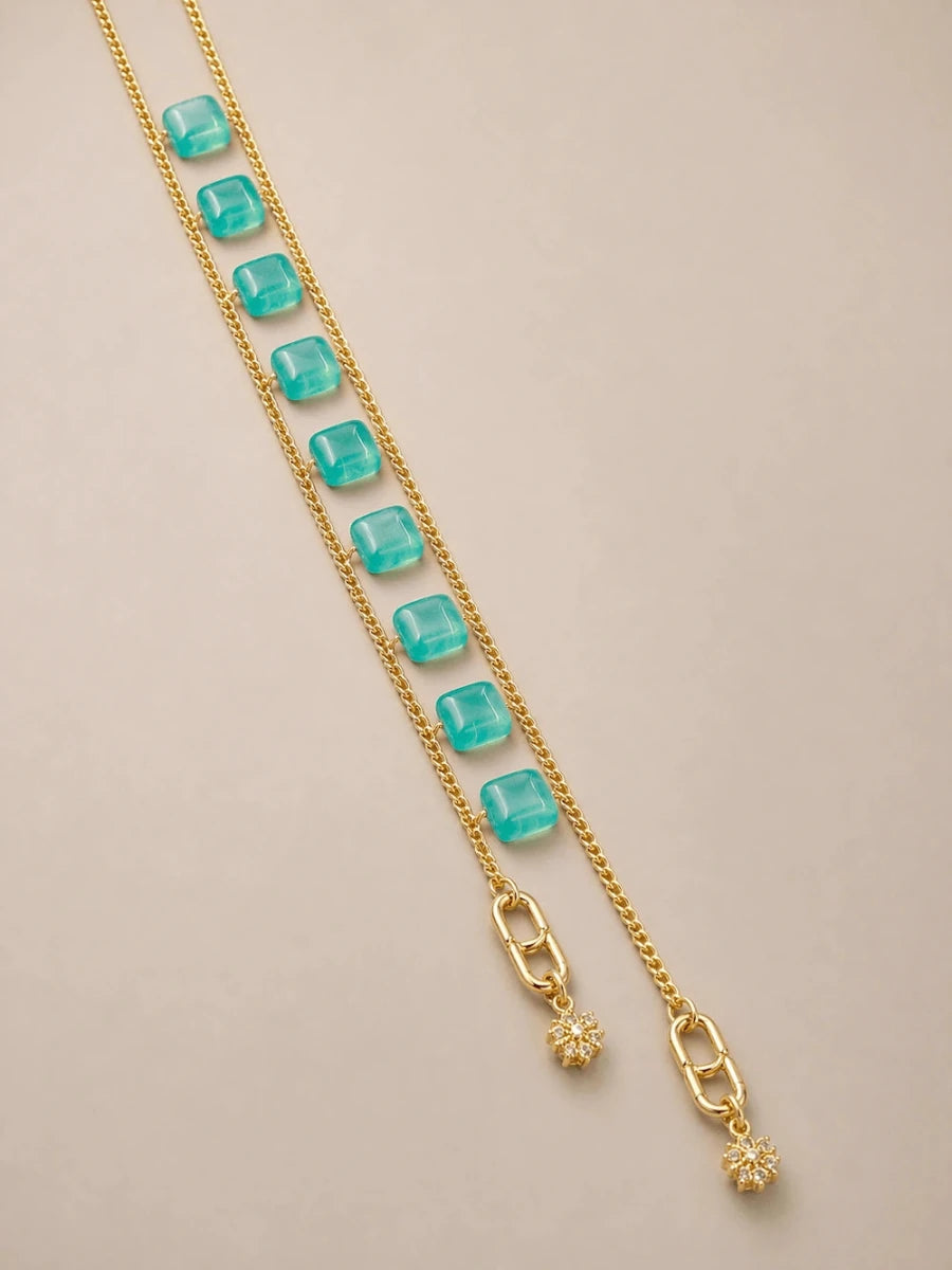 Turquoise Jade Double Chain Necklace - ELLY