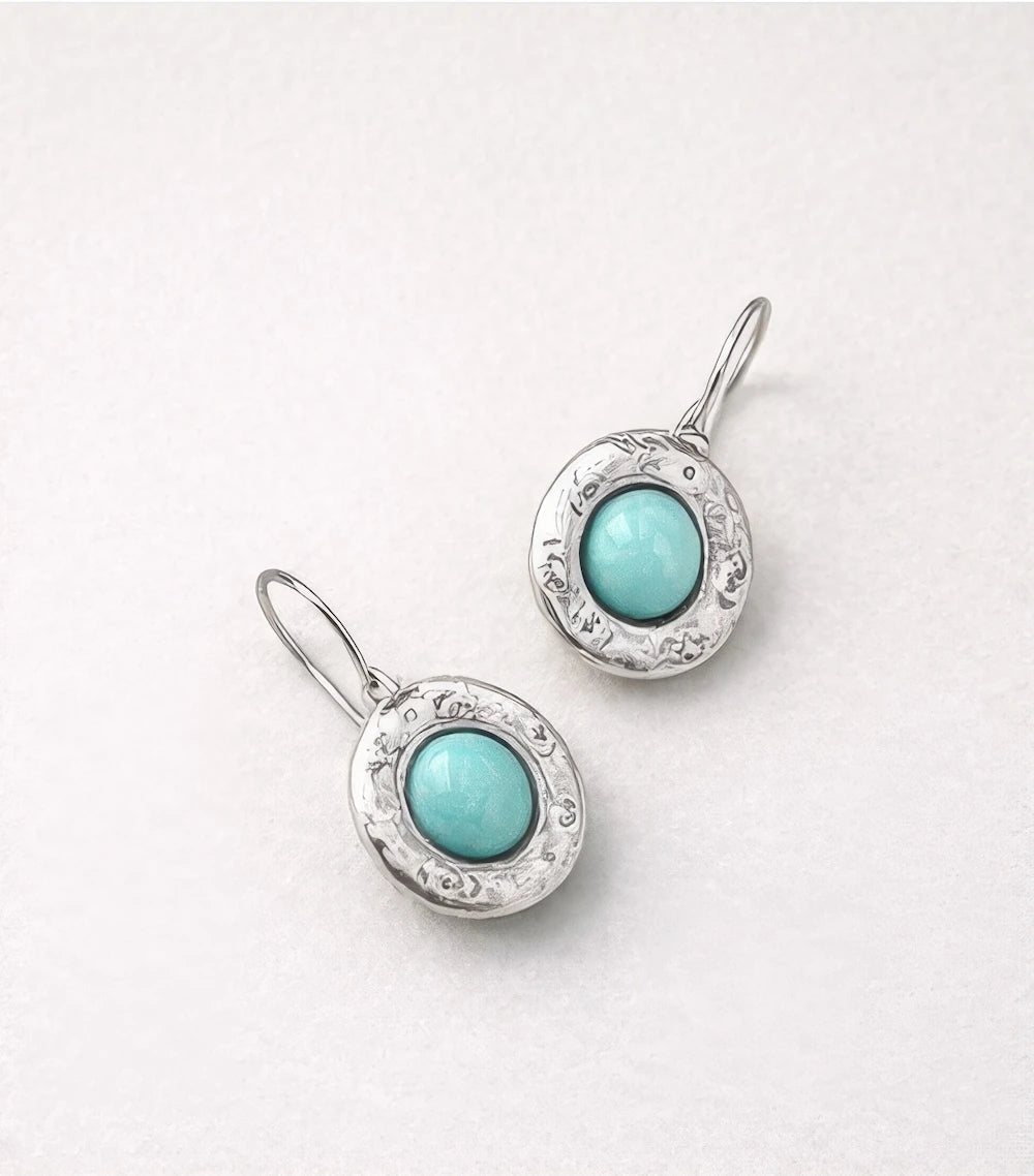 Turquoise silver plated brass earrings - ELLY