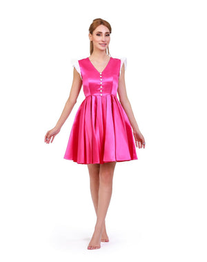 Vintage Blush Elegance V - Neck Dress - ELLY