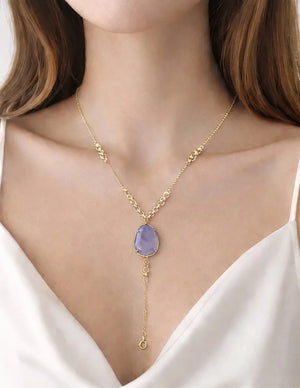 Violet Drop Pendant Necklace – Gold - ELLY