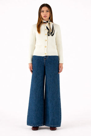 Wide - Leg Raw Denim Jeans - ELLY