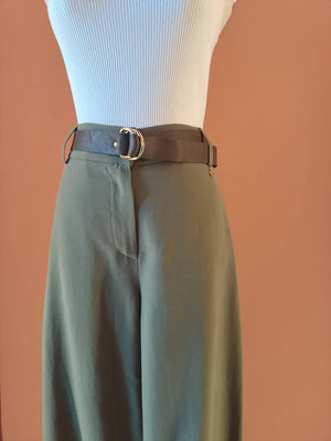 Wide - Leg Tailored Pants – Verde - ELLY