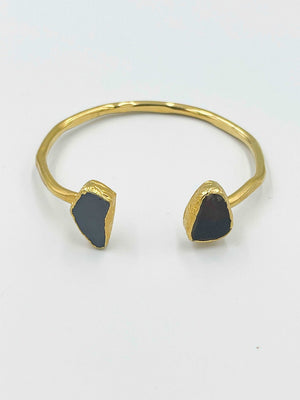 18 karat gold plated brass bracelet featuring a stunning agate stone - ELLY