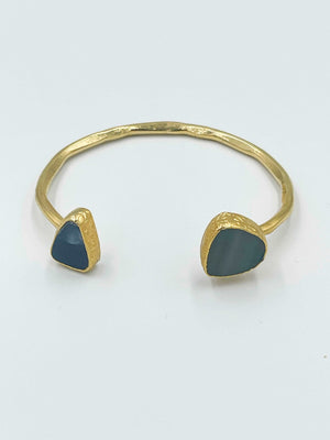 18 karat gold plated brass bracelet featuring a stunning agate stone - ELLY