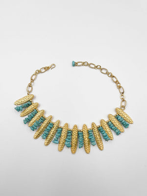 18 Karat gold plated brass necklace with turquoise stone - ELLY