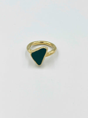 18 karat gold plated brass ring featuring a stunning agate stone - ELLY