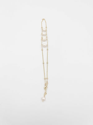 18k gold-plated anklet with mother of pearl ornaments - ELLY